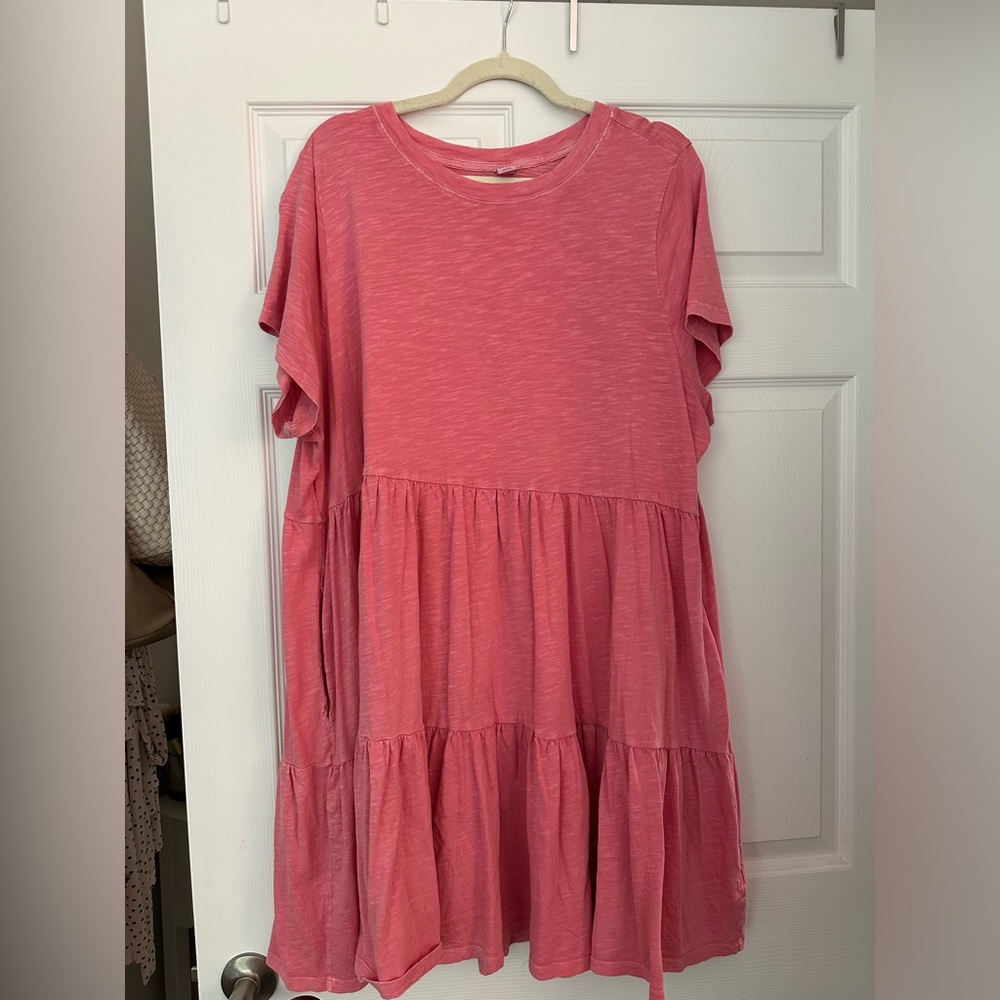 Old Navy Coral Tiered Cotton Mini Dress Size XXL
